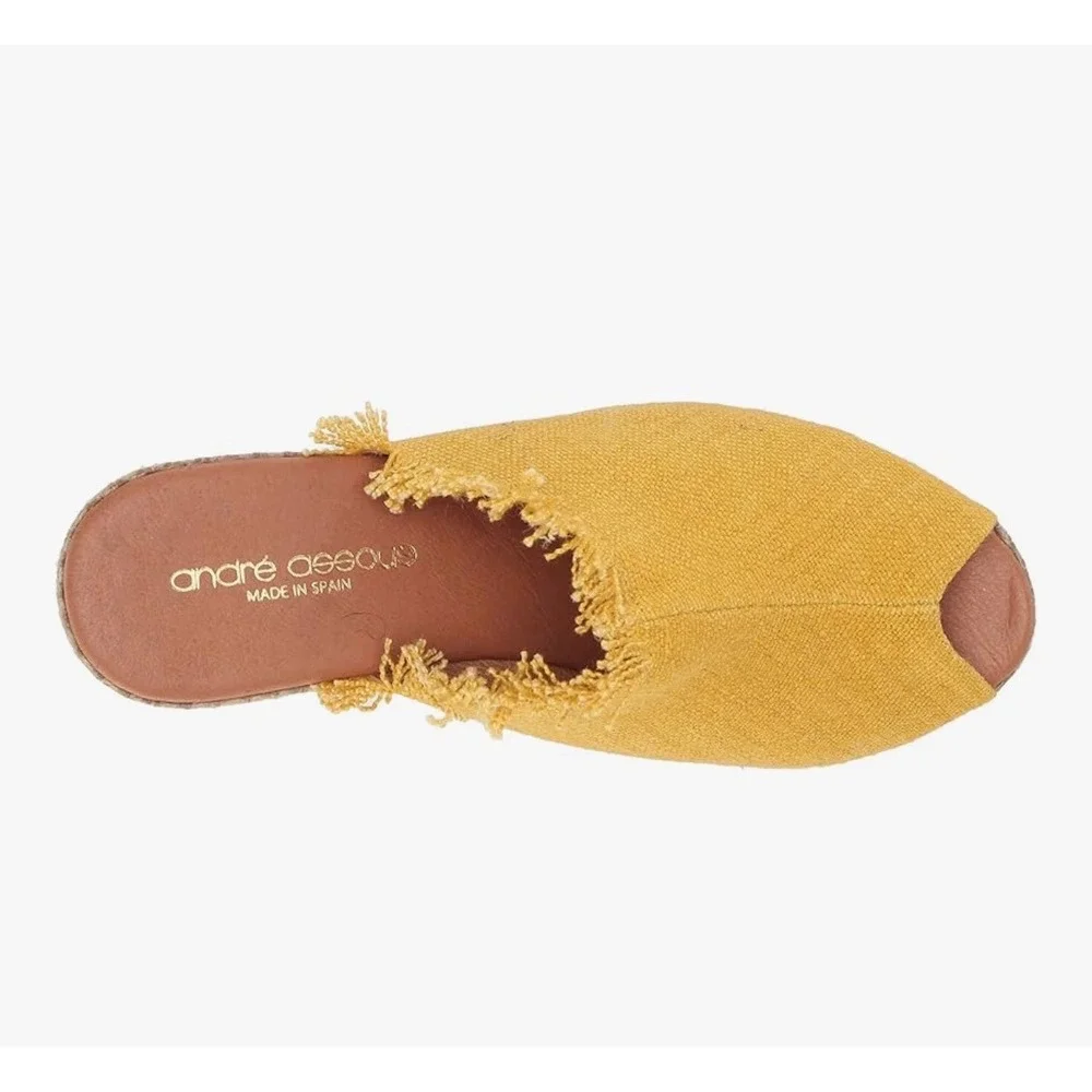 Andre‎ Assous Popy Espadrille Wedge Sandal Yellow Sz 9 NWOB